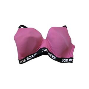 Joe Boxer Women's 38D Hot Pink Black Wireless Padded Bra Logo Band GUC